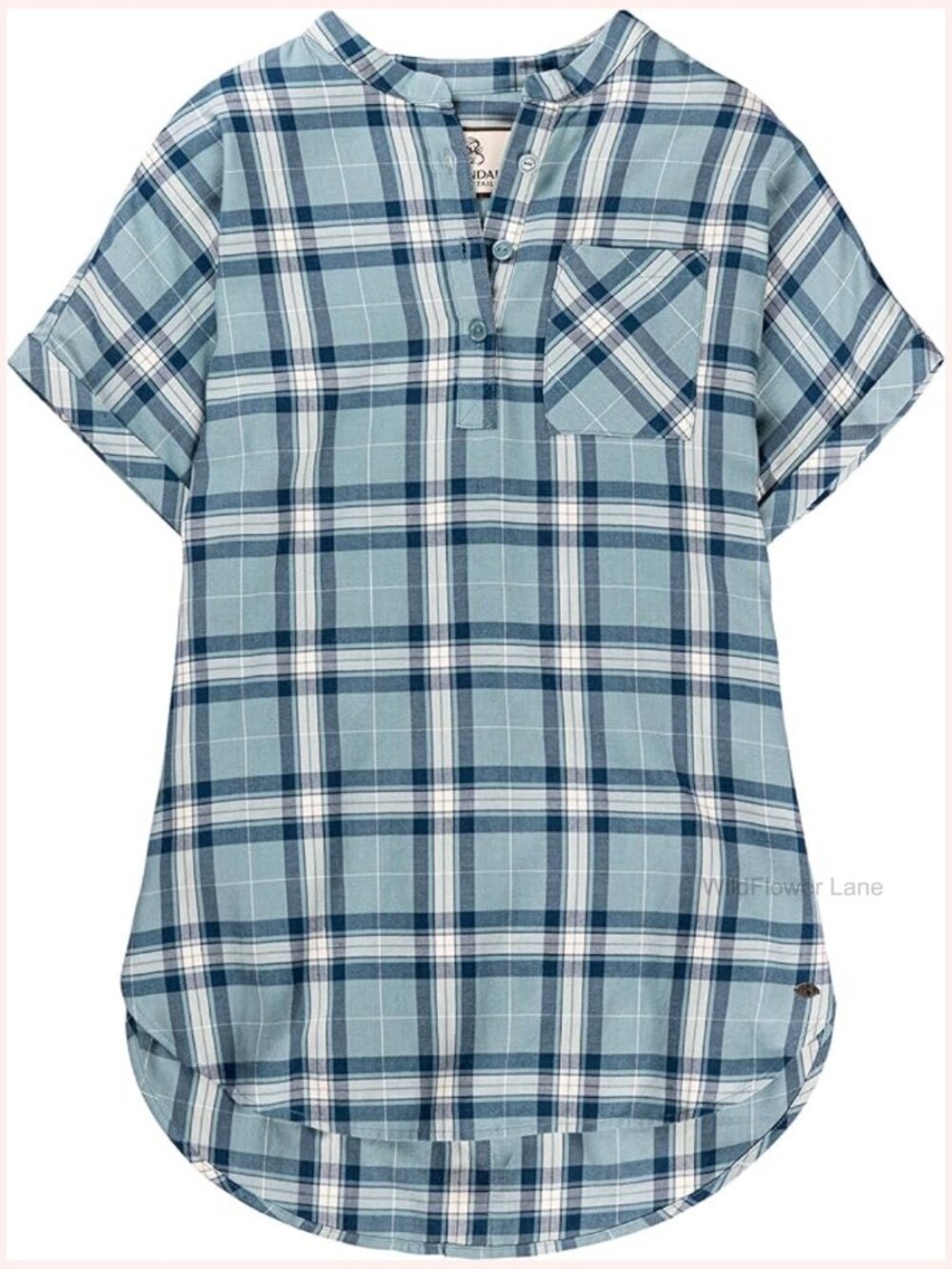 Short Sleeve Popover Casual Plaid Button Down Shirt